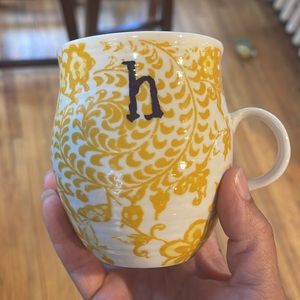 Anthropologie Homegrown Monogram H Pottery Coffee Mug